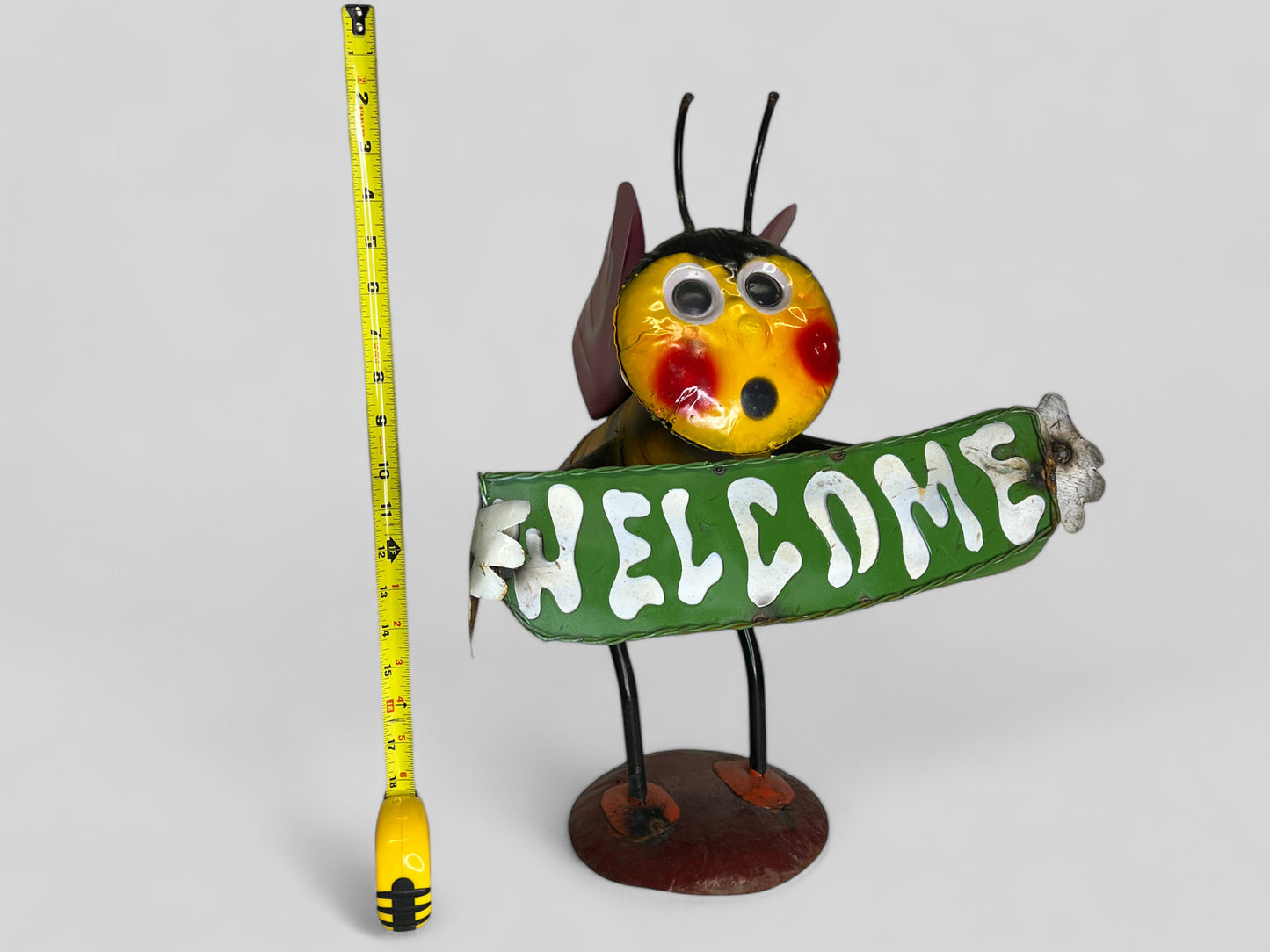 Metal Bee Sculpture with Welcome Sign