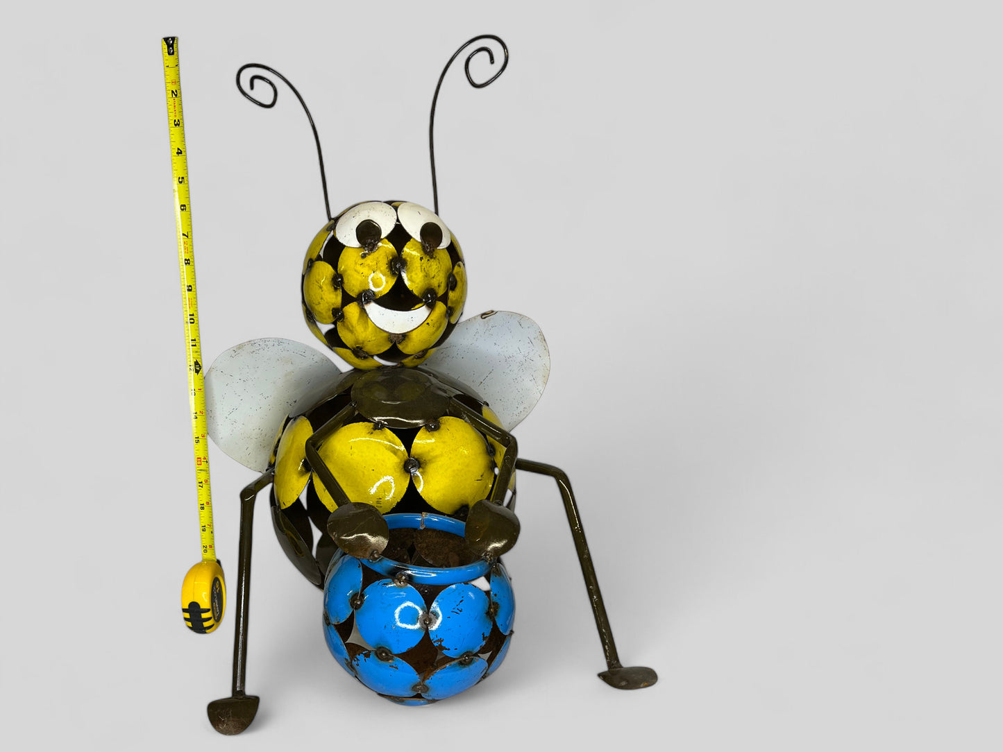 Sitting Bee with Honey Jar Plant Stand