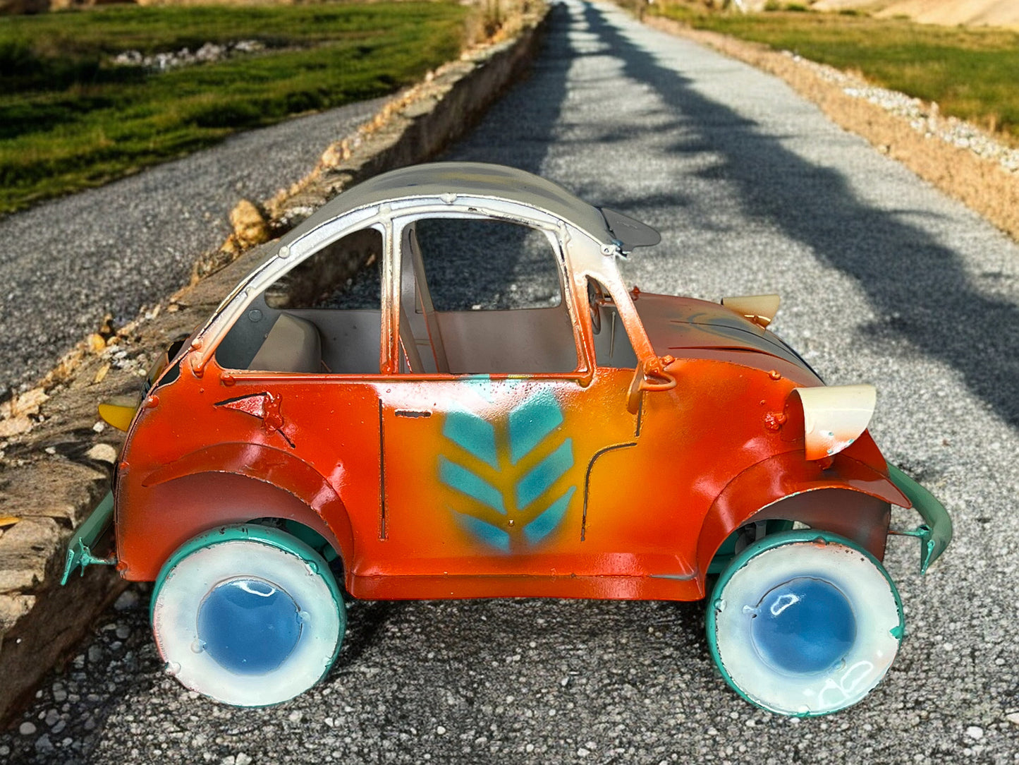 Hippie Beetle Car Sculpture