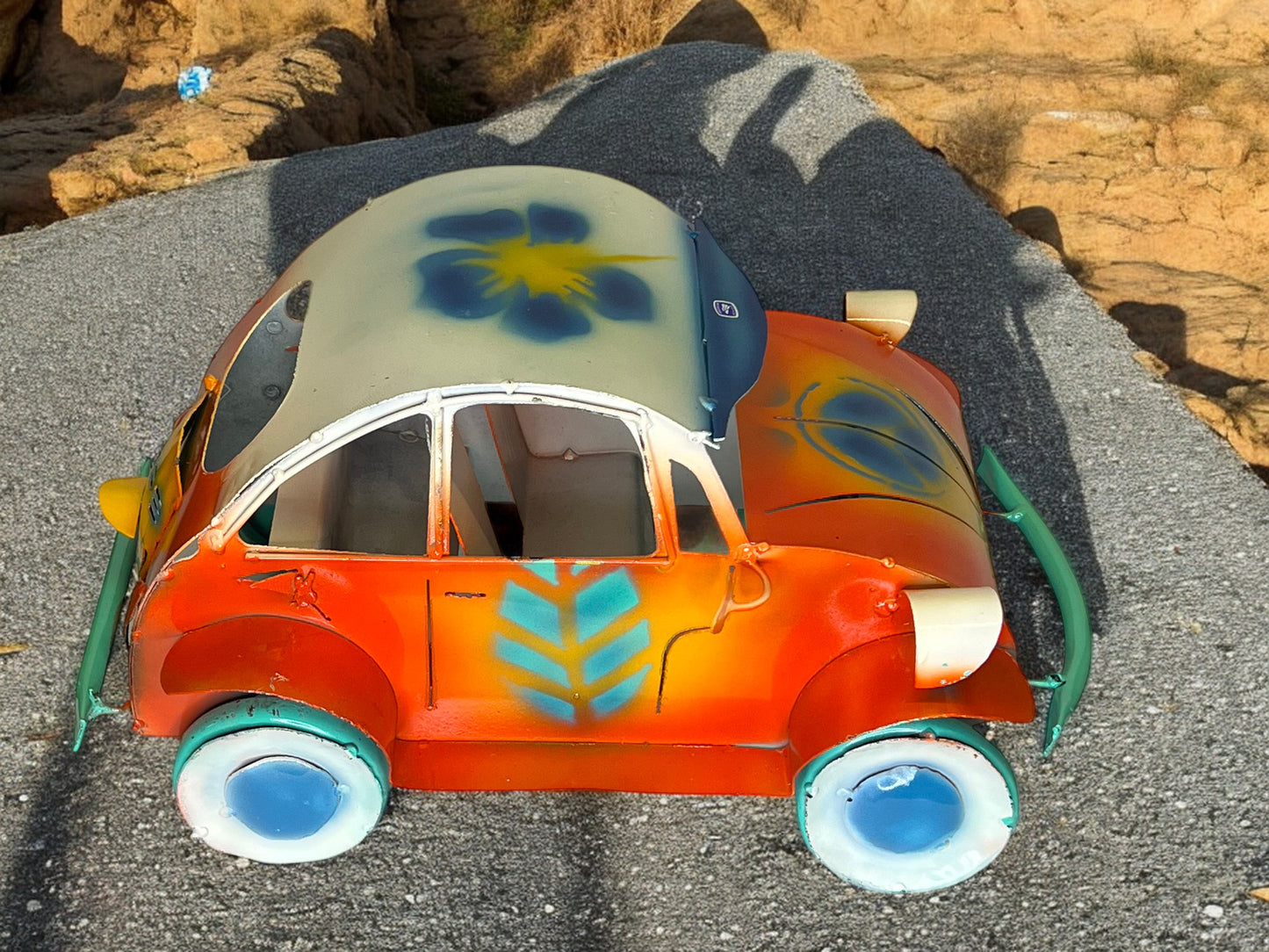 Hippie Beetle Car Sculpture