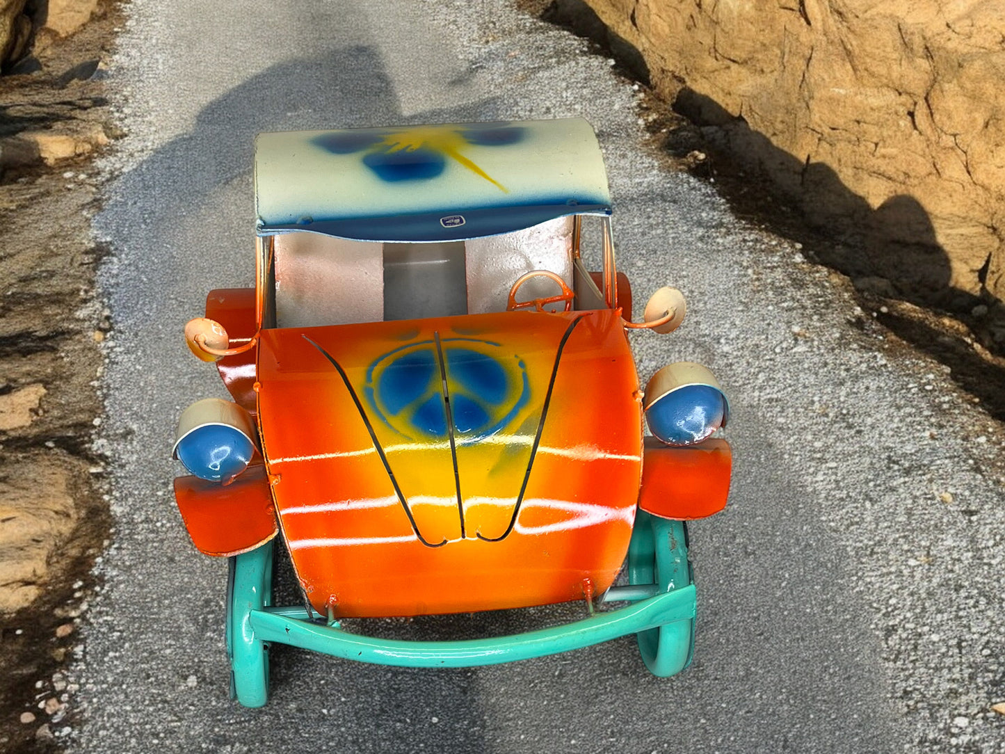 Hippie Beetle Car Sculpture