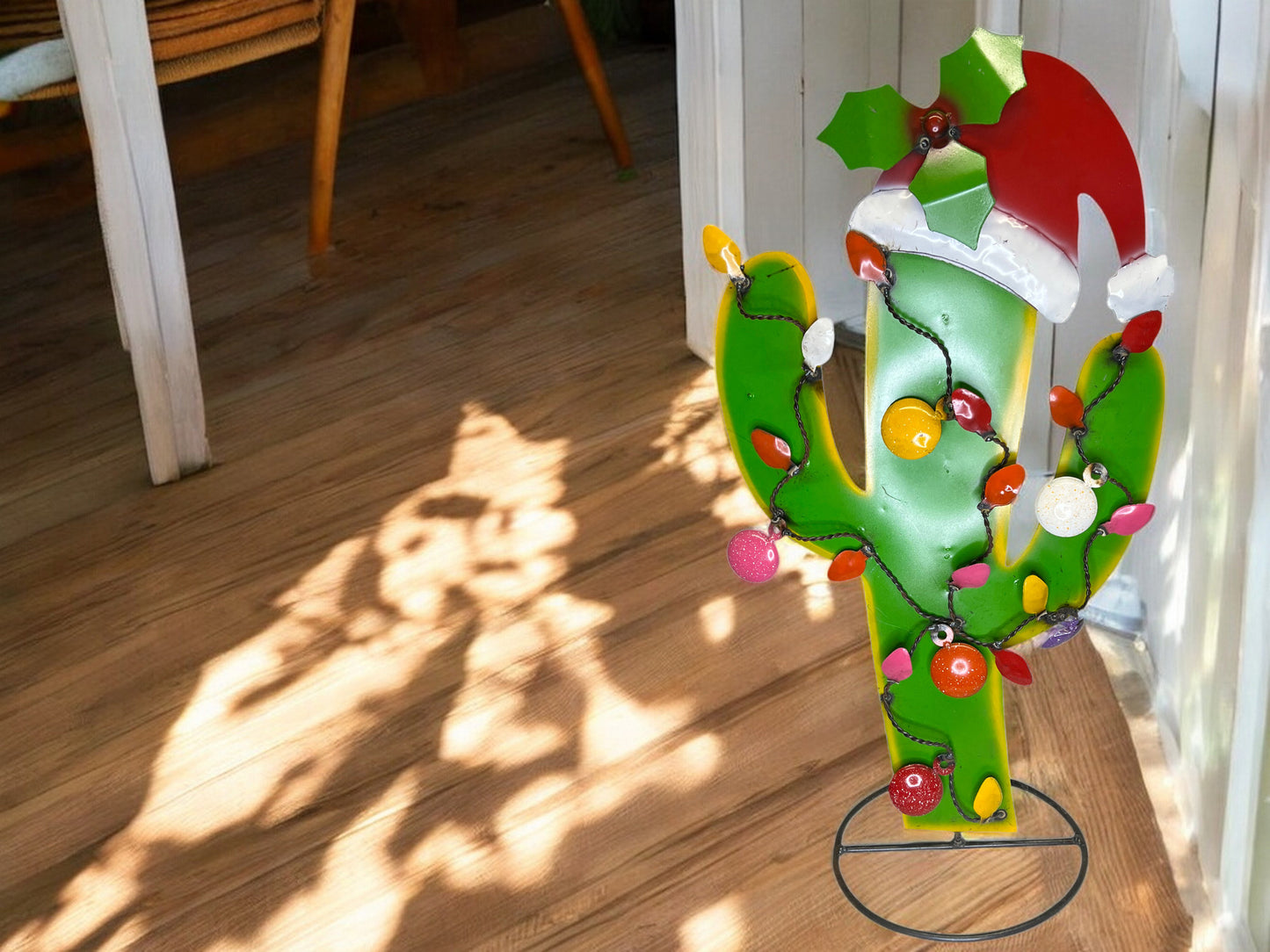 Metal Cactus Christmas Tree Sculpture