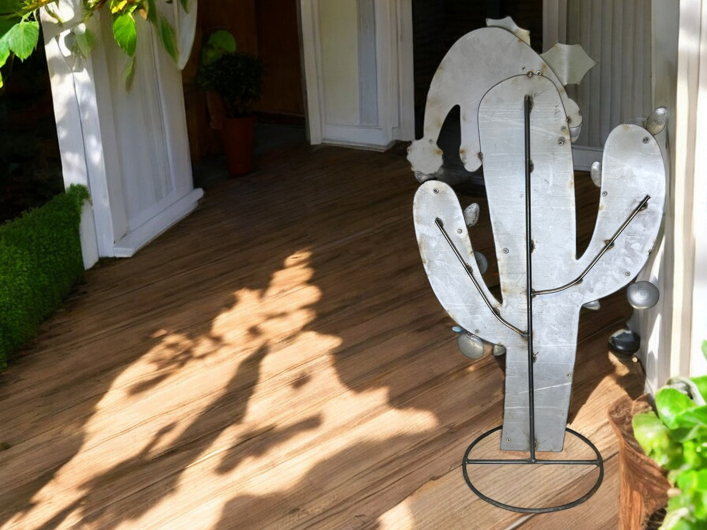 Metal Cactus Christmas Tree Sculpture