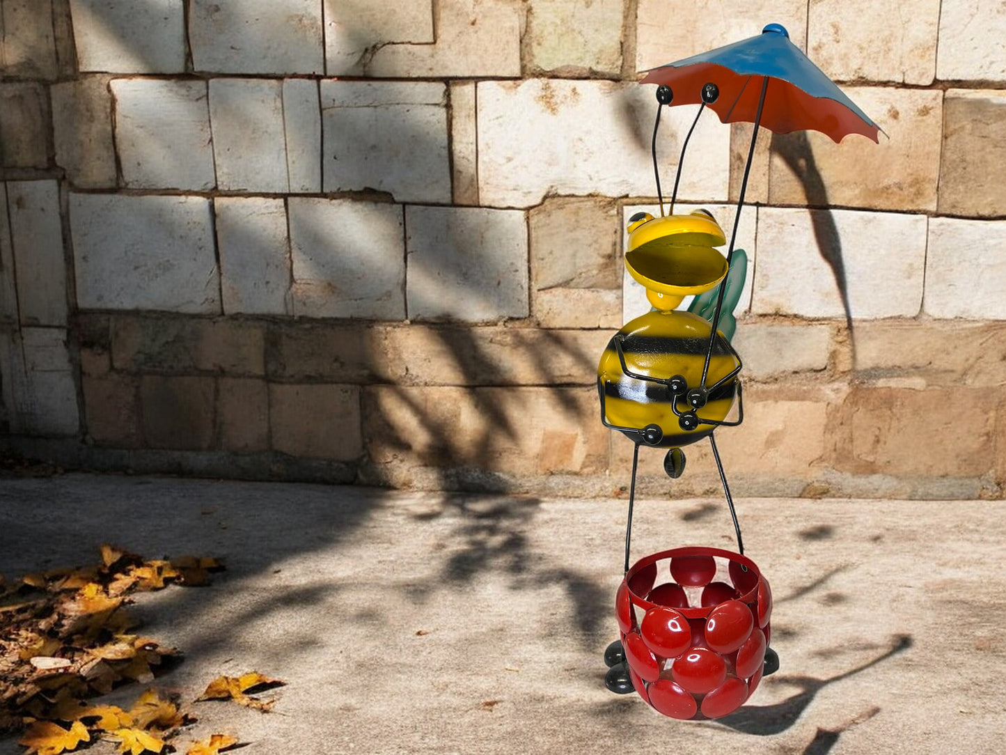 Metal Bee with Umbrella Plant Stand