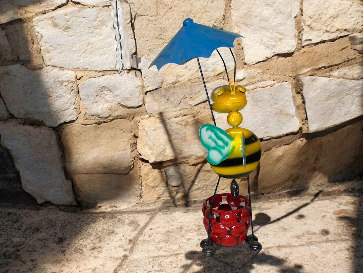 Metal Bee with Umbrella Plant Stand