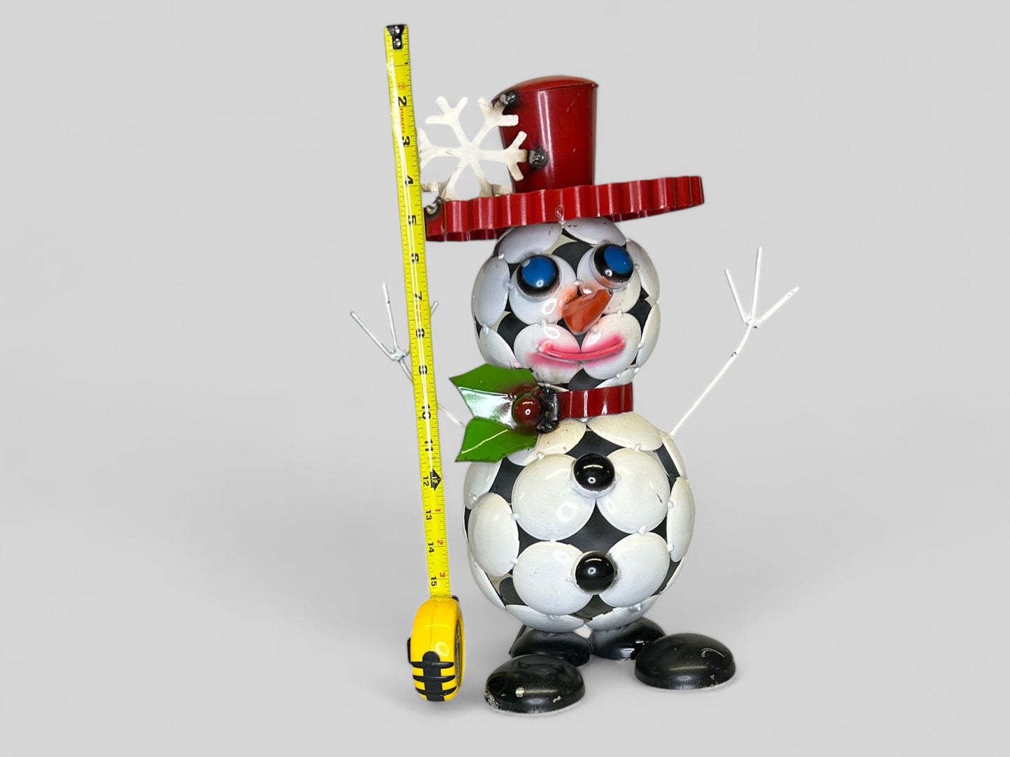 Holly Jolly Snowman Metal Garden Sculpture