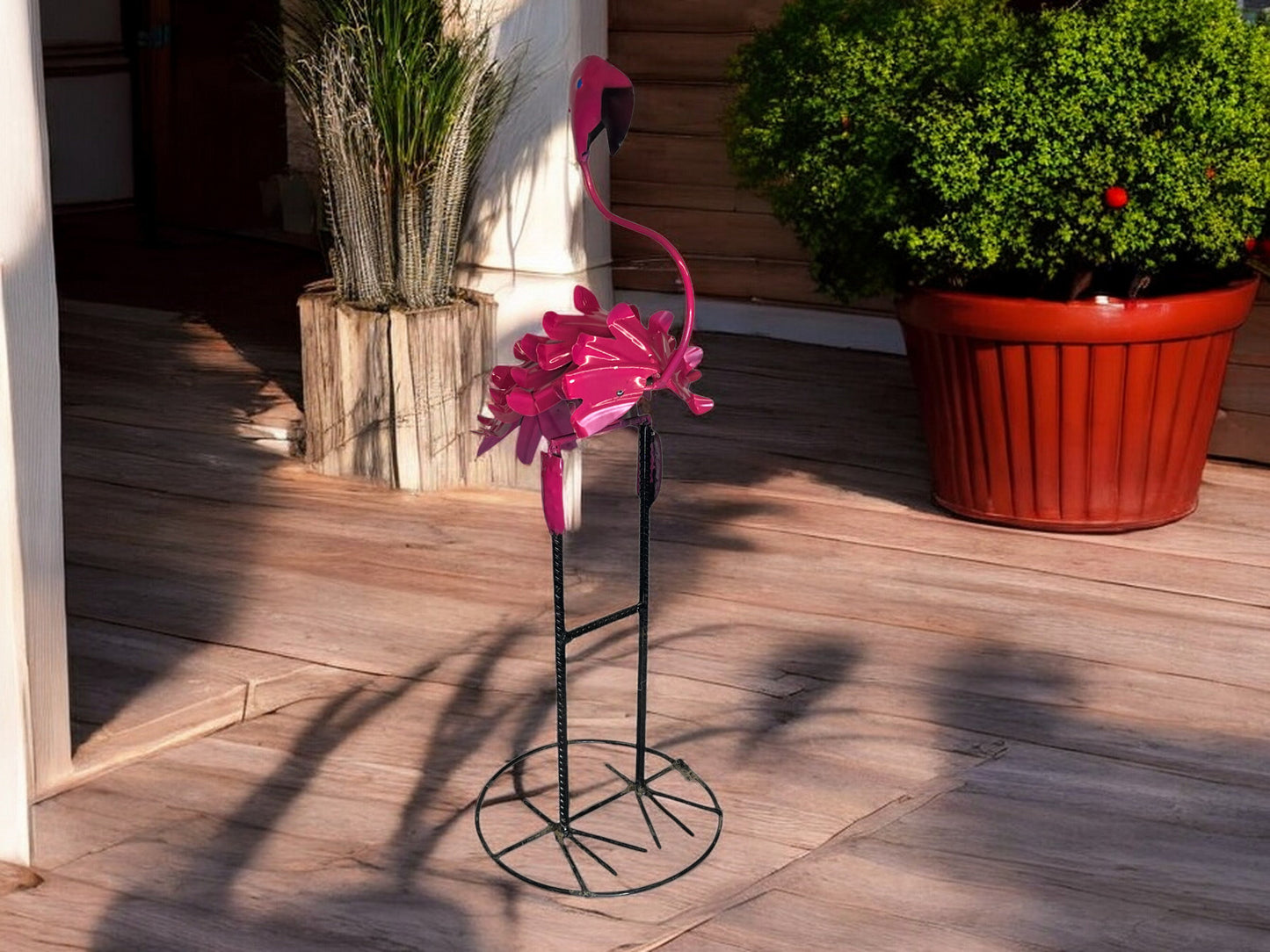 Pink Flamingo Garden Sculpture