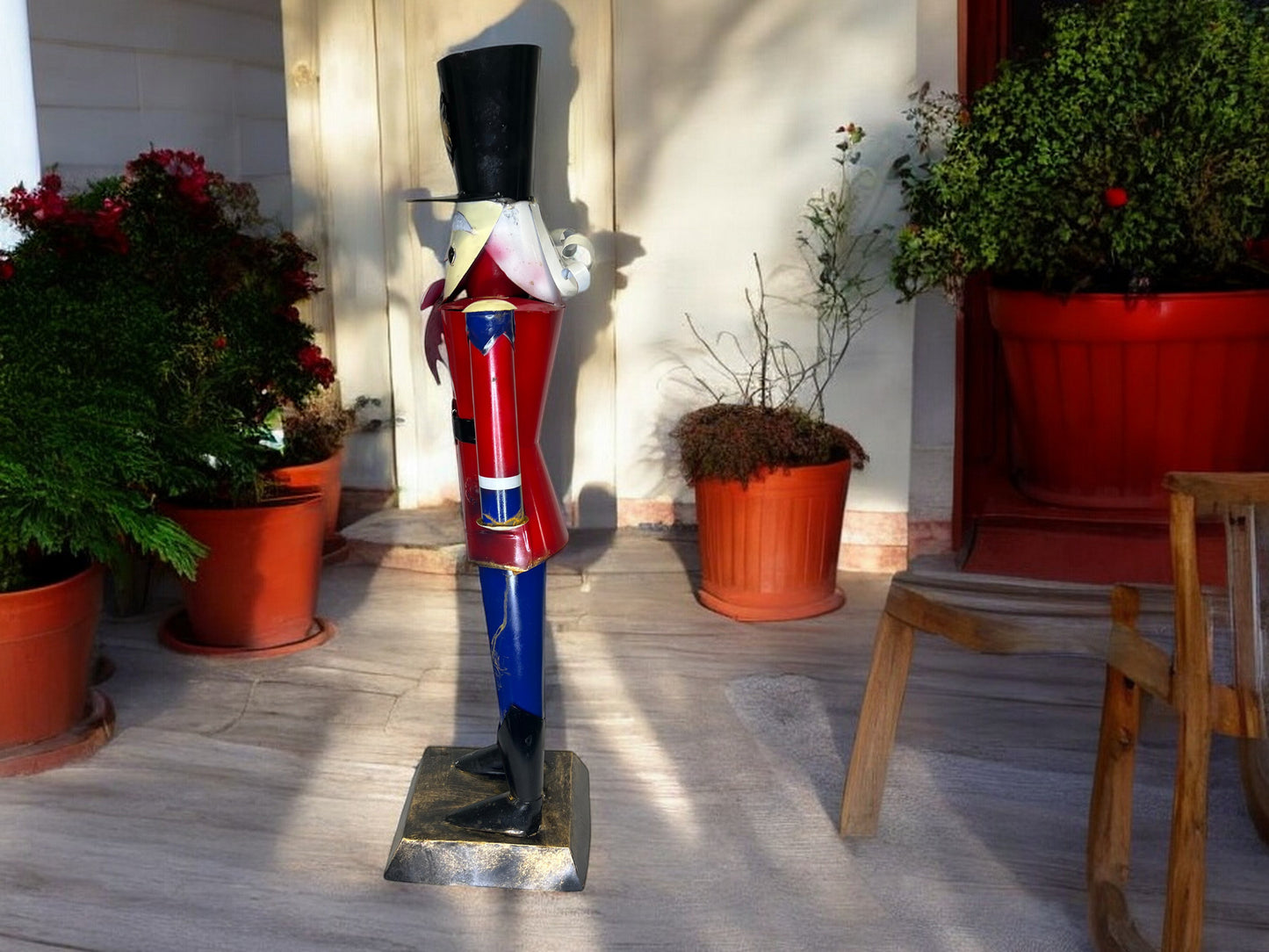Metal Nutcracker Garden Sculpture