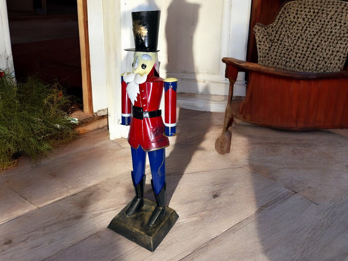 Metal Nutcracker Garden Sculpture