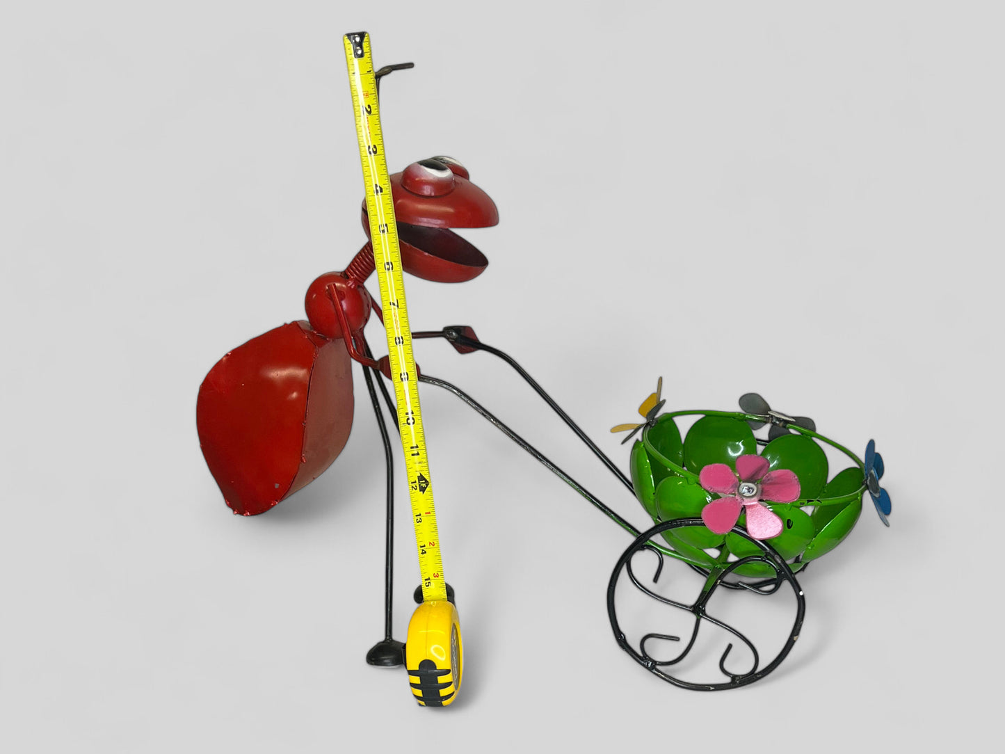 Red Ant with Wheelbarrow Plant Stand