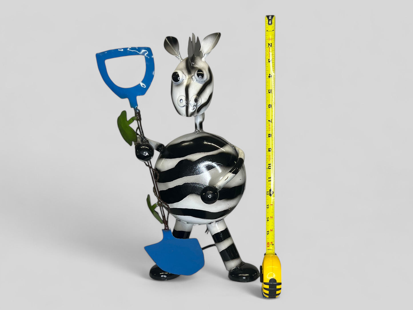 Zebra with Shovel Garden Sculpture