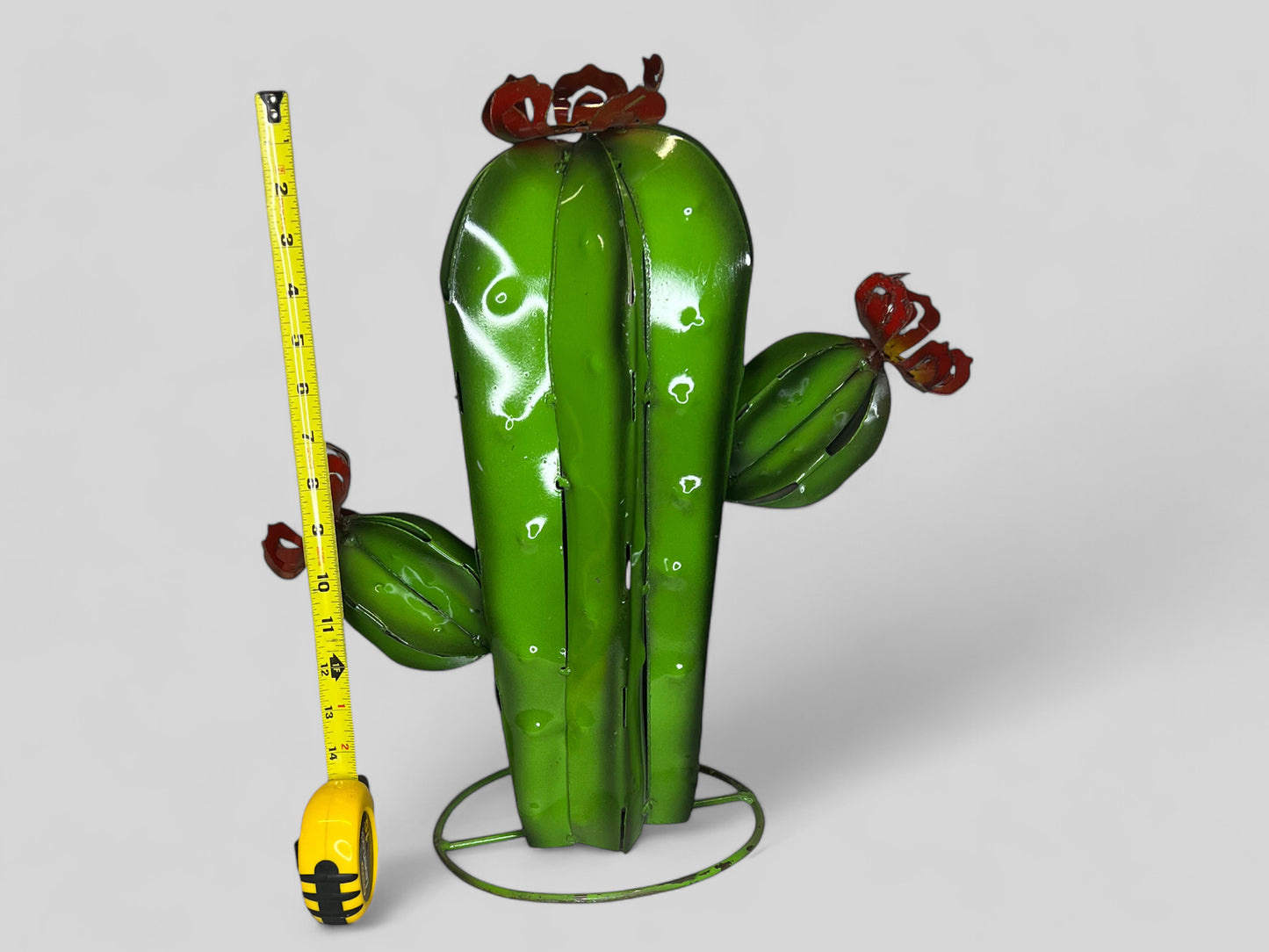 Set of 3 Cactus with Red Flowers Garden Sculpture