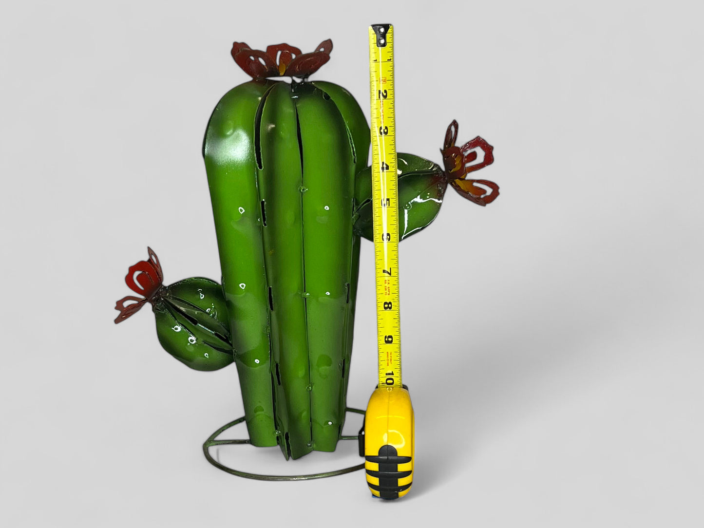 Set of 3 Cactus with Red Flowers Garden Sculpture