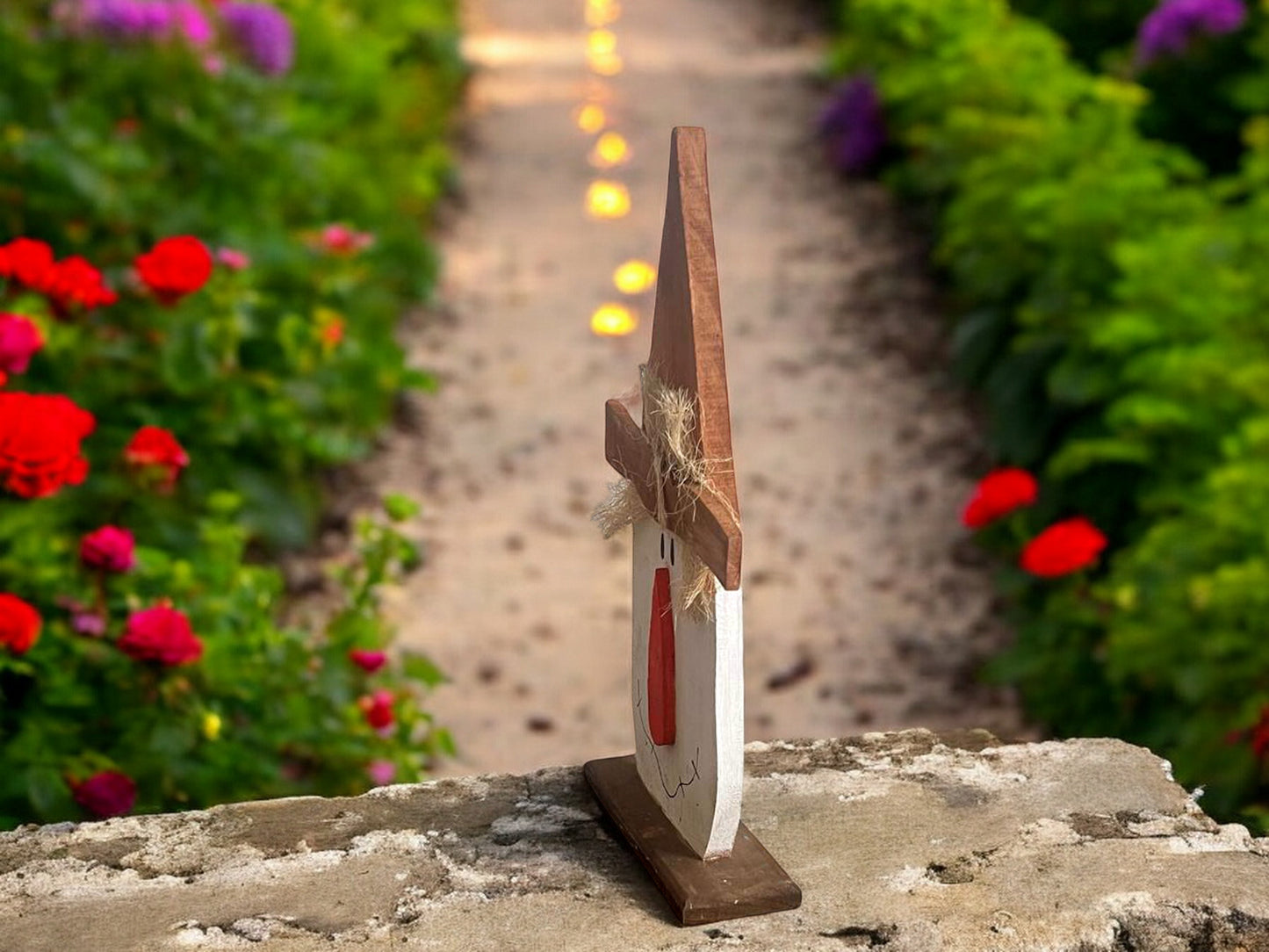 Rustic Wooden Scarecrow Head Decoration