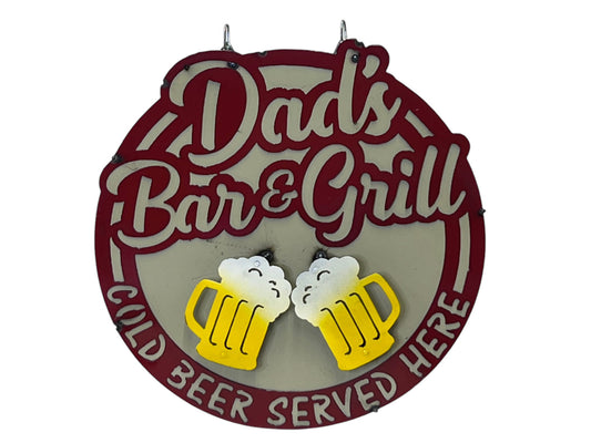 Dads Bar and Grill Sign with Beer Mugs