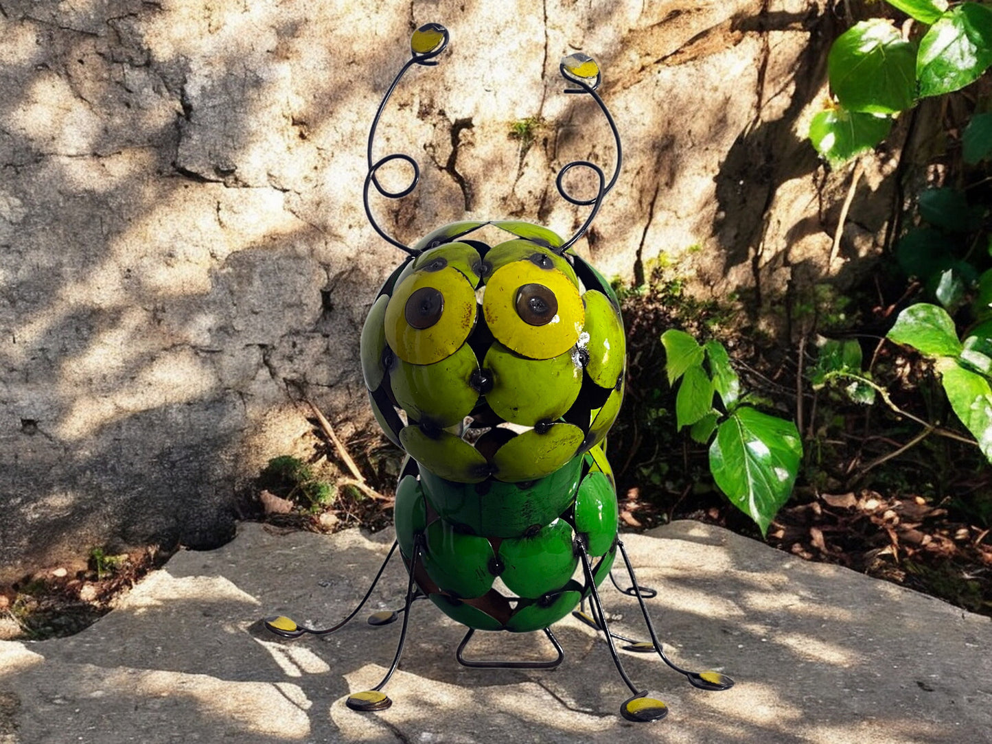 Metal Green Worm Garden Sculpture