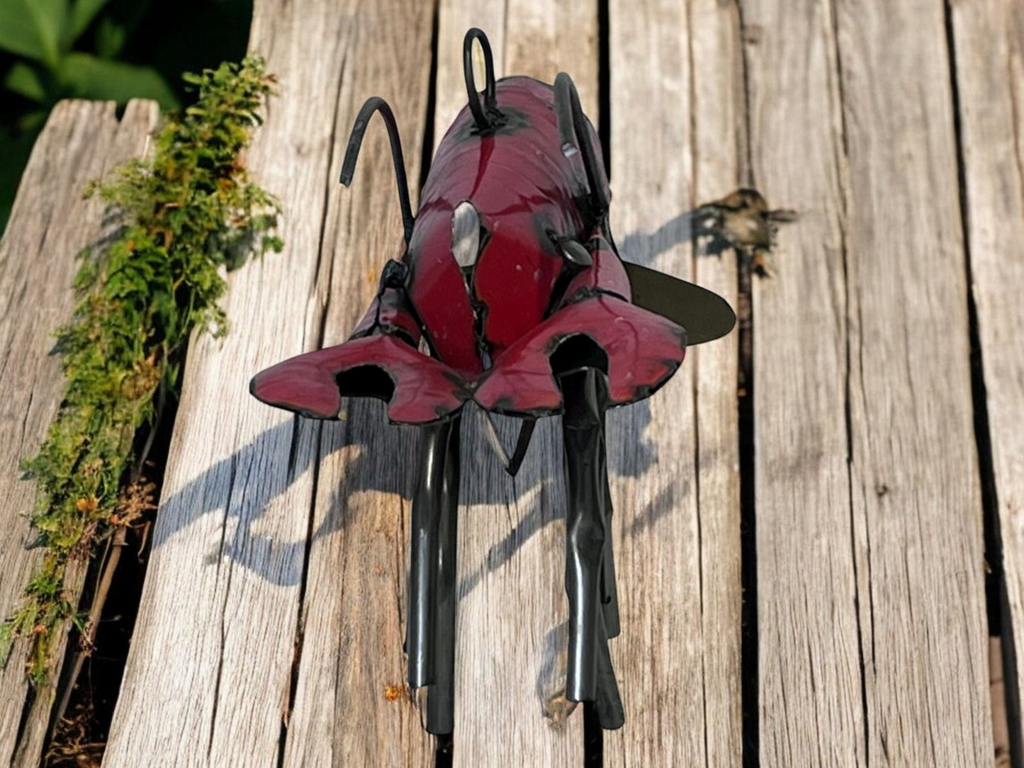 Metal Red Shrimp Sculpture