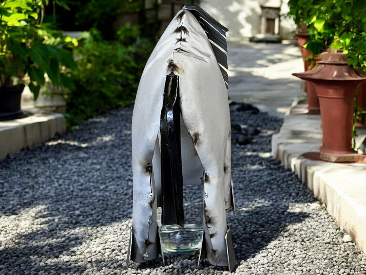 Handcrafted White Pony Horse Figurine with Black Hair - Grazing Farm Animal Miniature