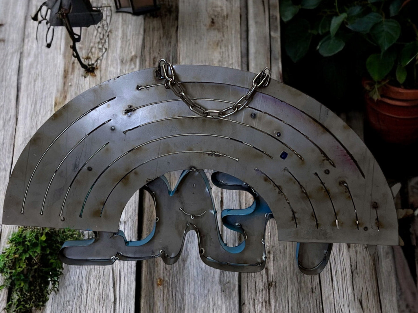 Rainbow Peace Hanging Sign with Floral Accents