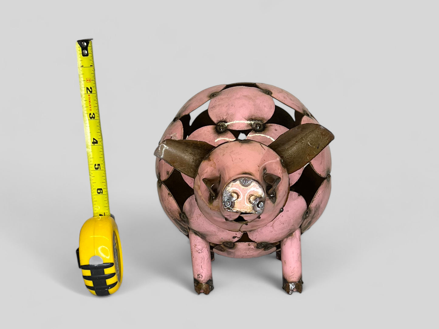 Pink Metal Pig Sculpture