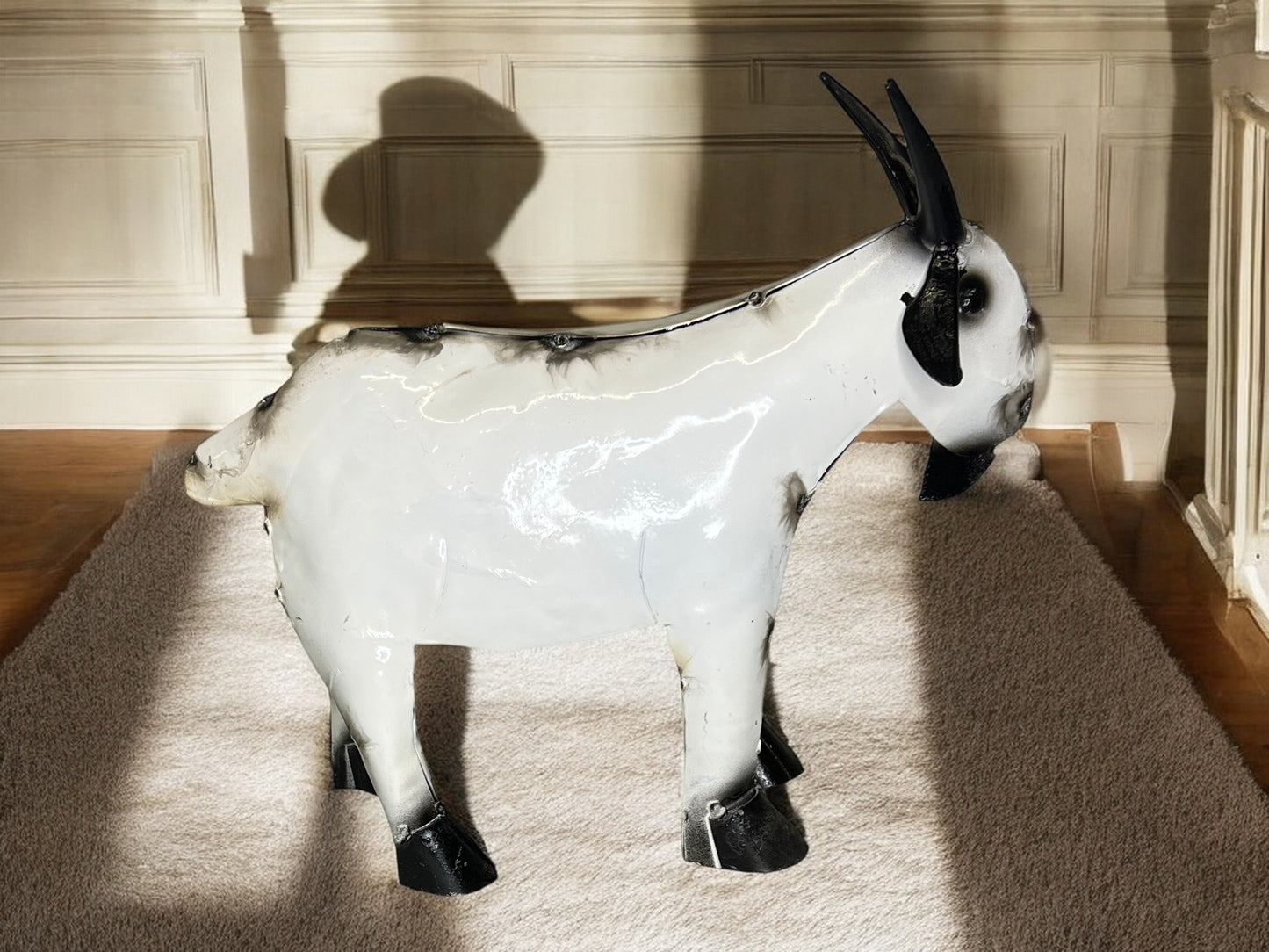 Metal White Goat Garden Sculpture