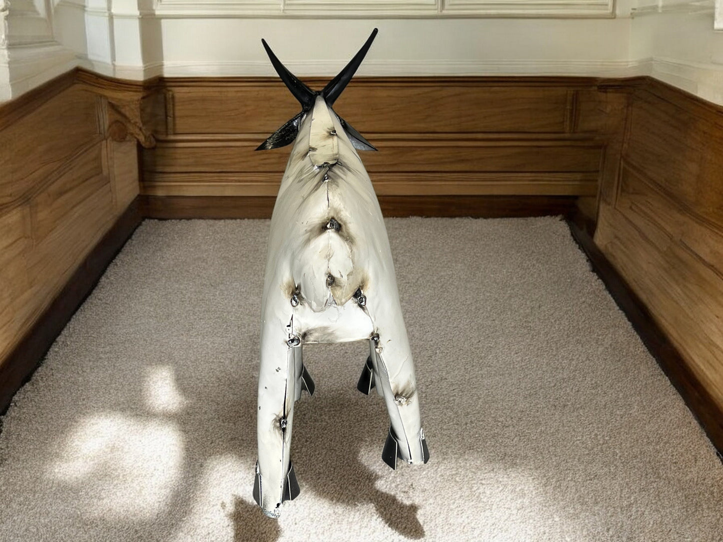 Metal White Goat Garden Sculpture