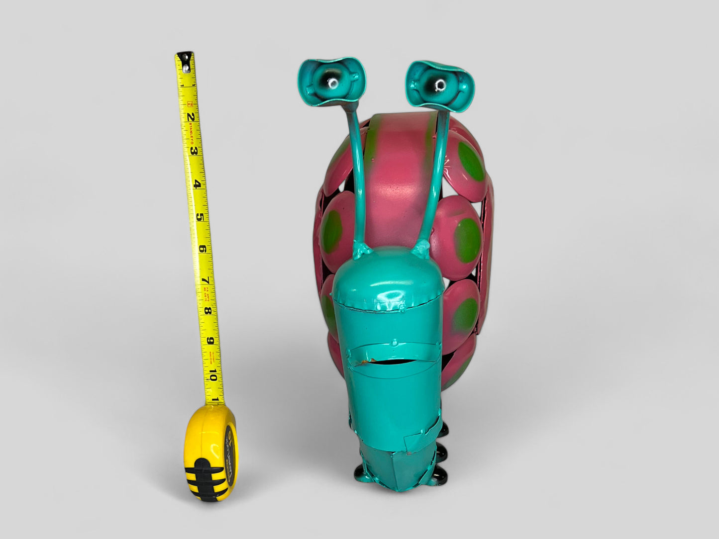 Turquoise Snail Sculpture with Pink Shell