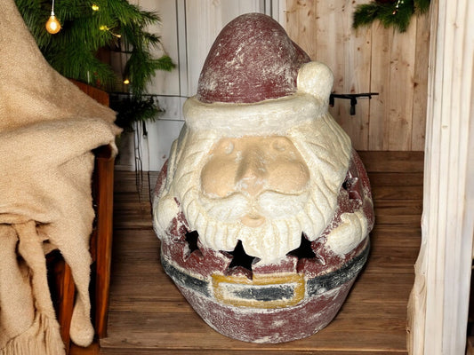 Pottery Candle Holder Santa Lantern