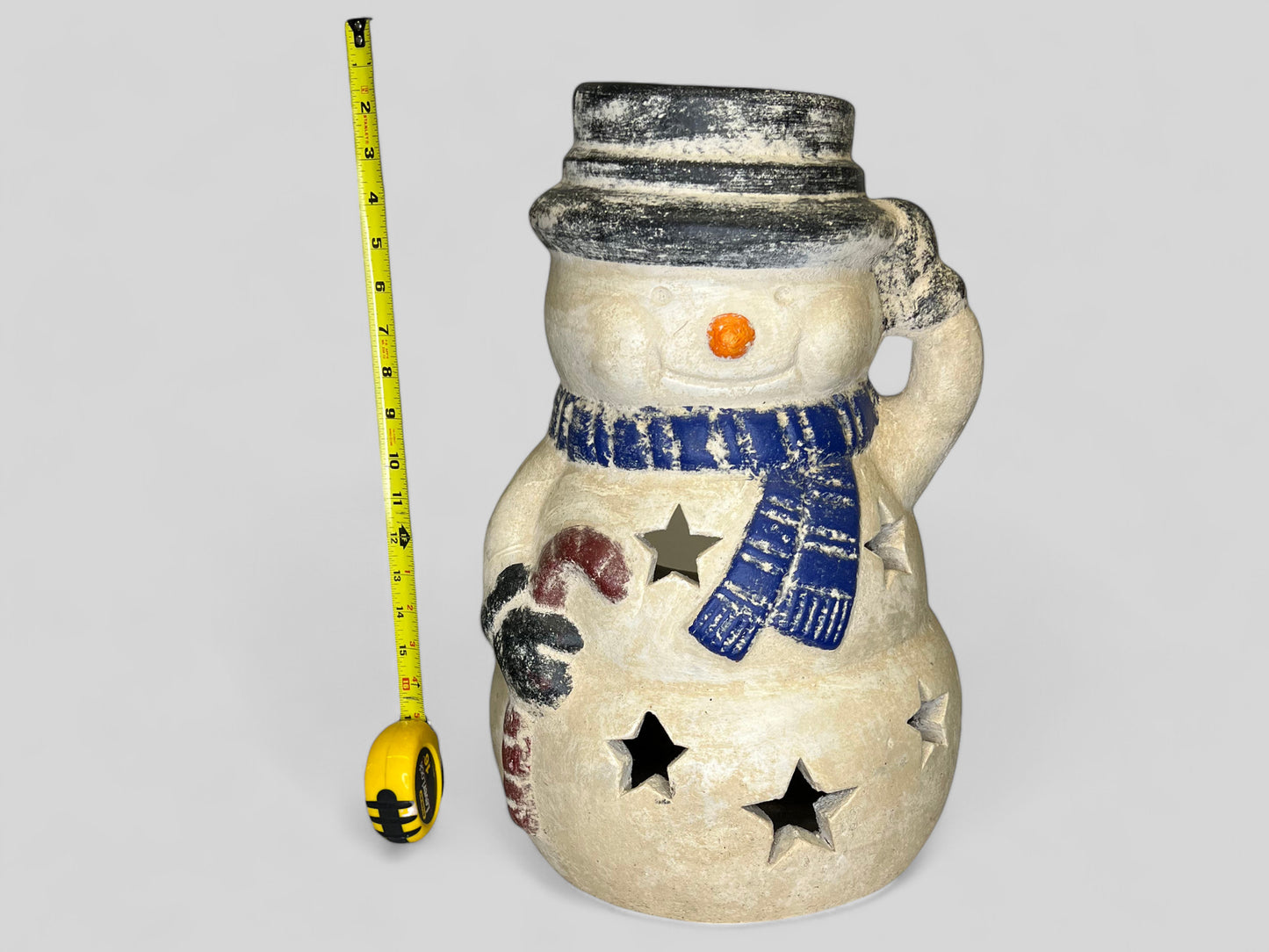 Pottery Candle Holder Snowman Lantern