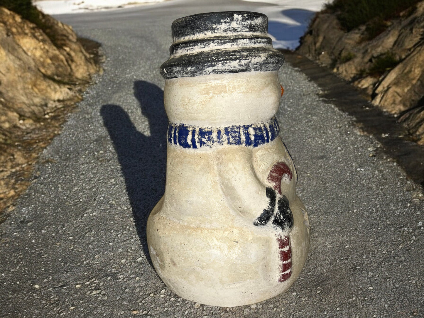 Pottery Candle Holder Snowman Lantern