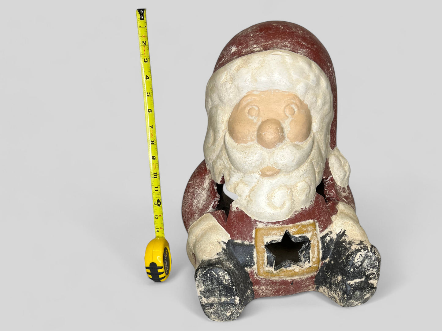 Pottery Candle Holder Seatting Santa Lantern