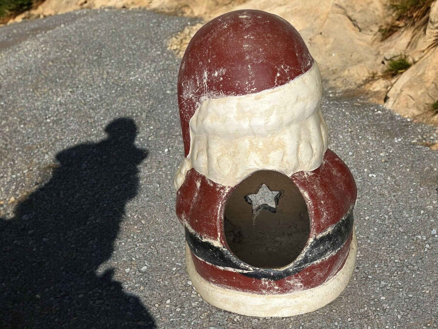 Pottery Candle Holder Seatting Santa Lantern