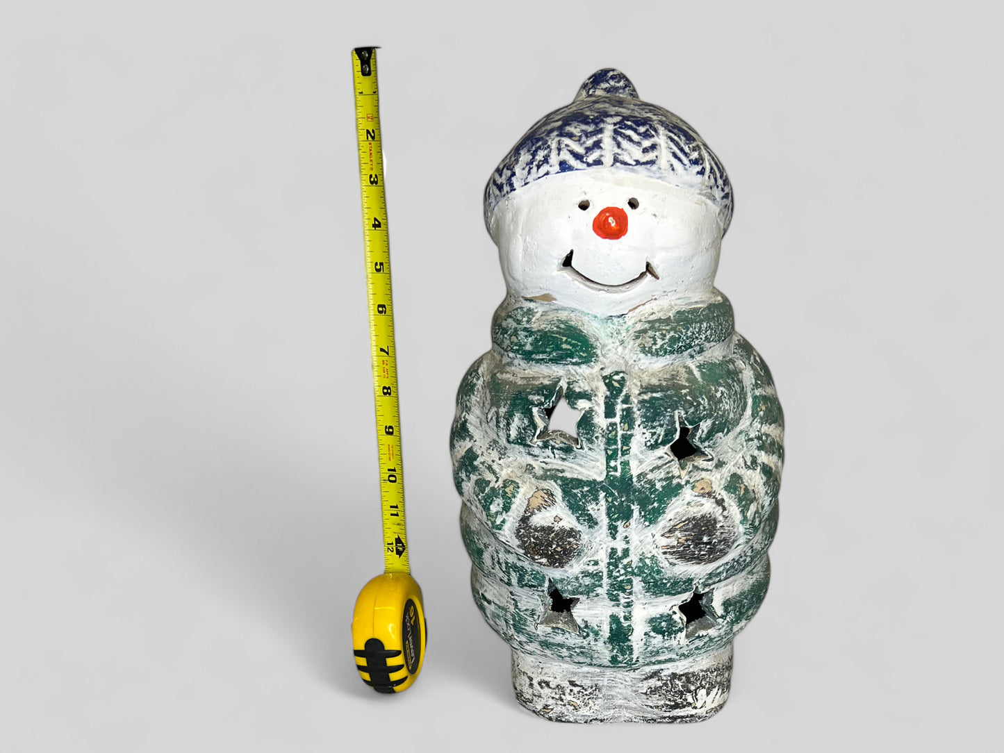 Pottery Candle Holder Snowman Lantern