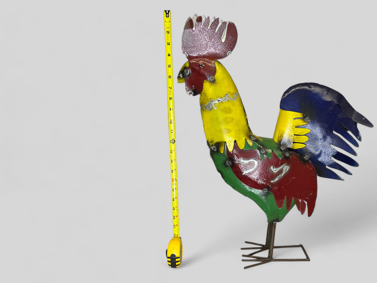 Colorful Metal Rooster Sculpture