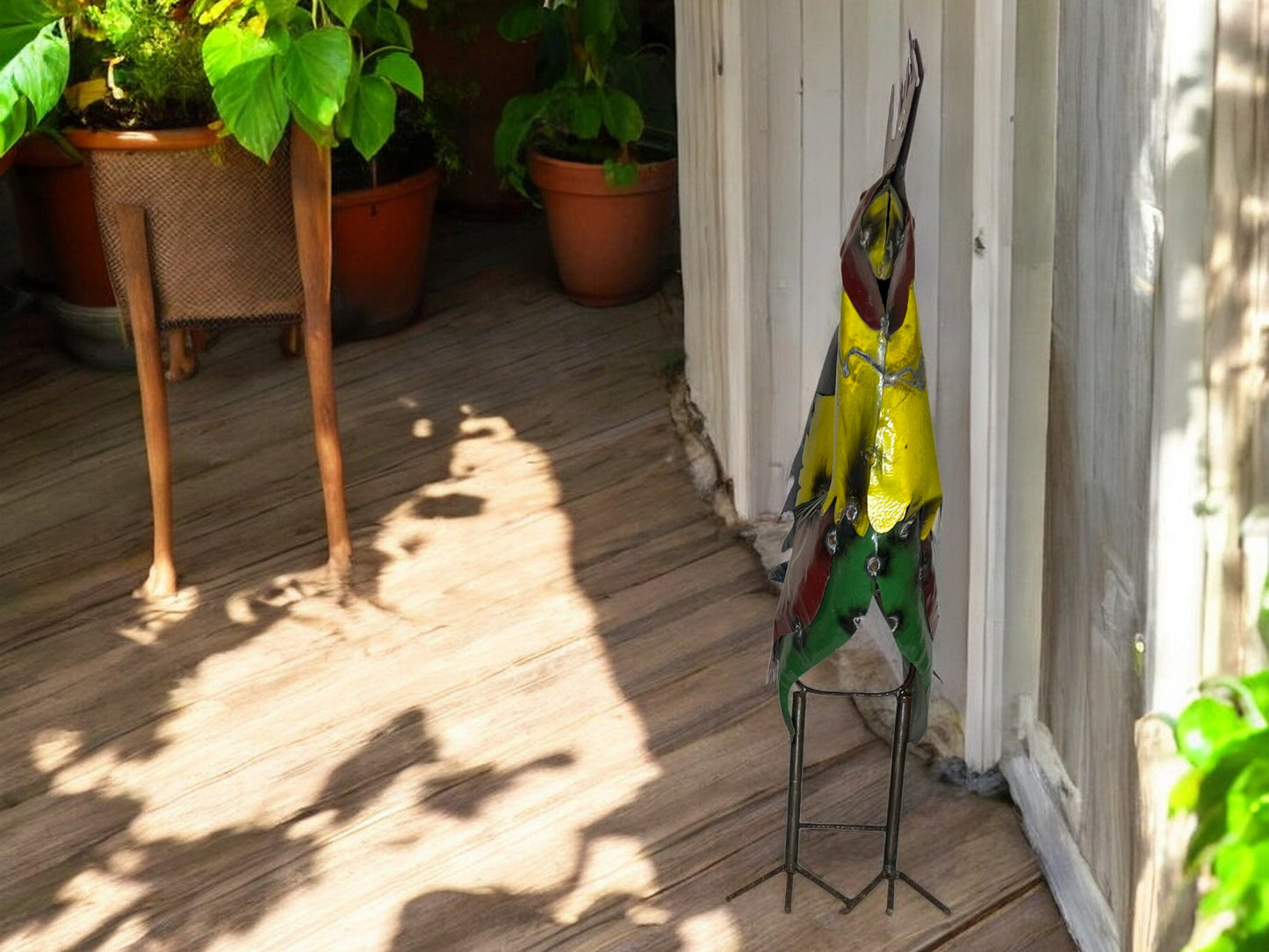 Colorful Metal Rooster Sculpture