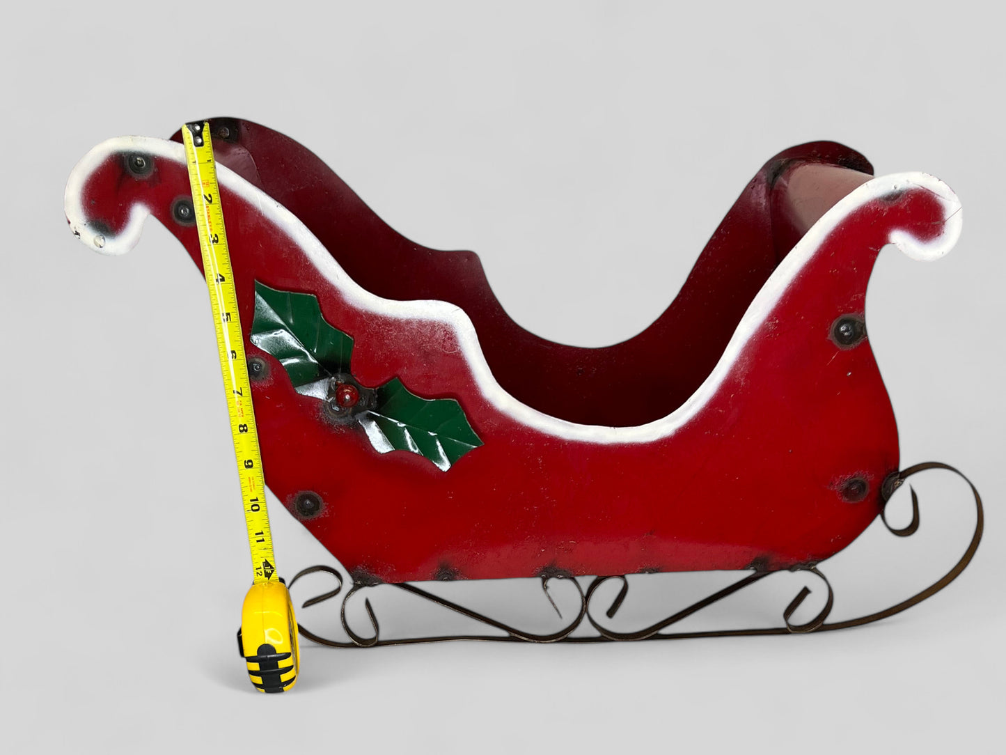 Santa Metal Sled Garden Sculpture