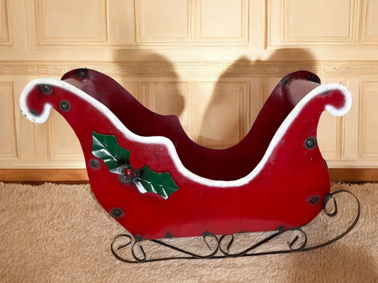 Santa Metal Sled Garden Sculpture