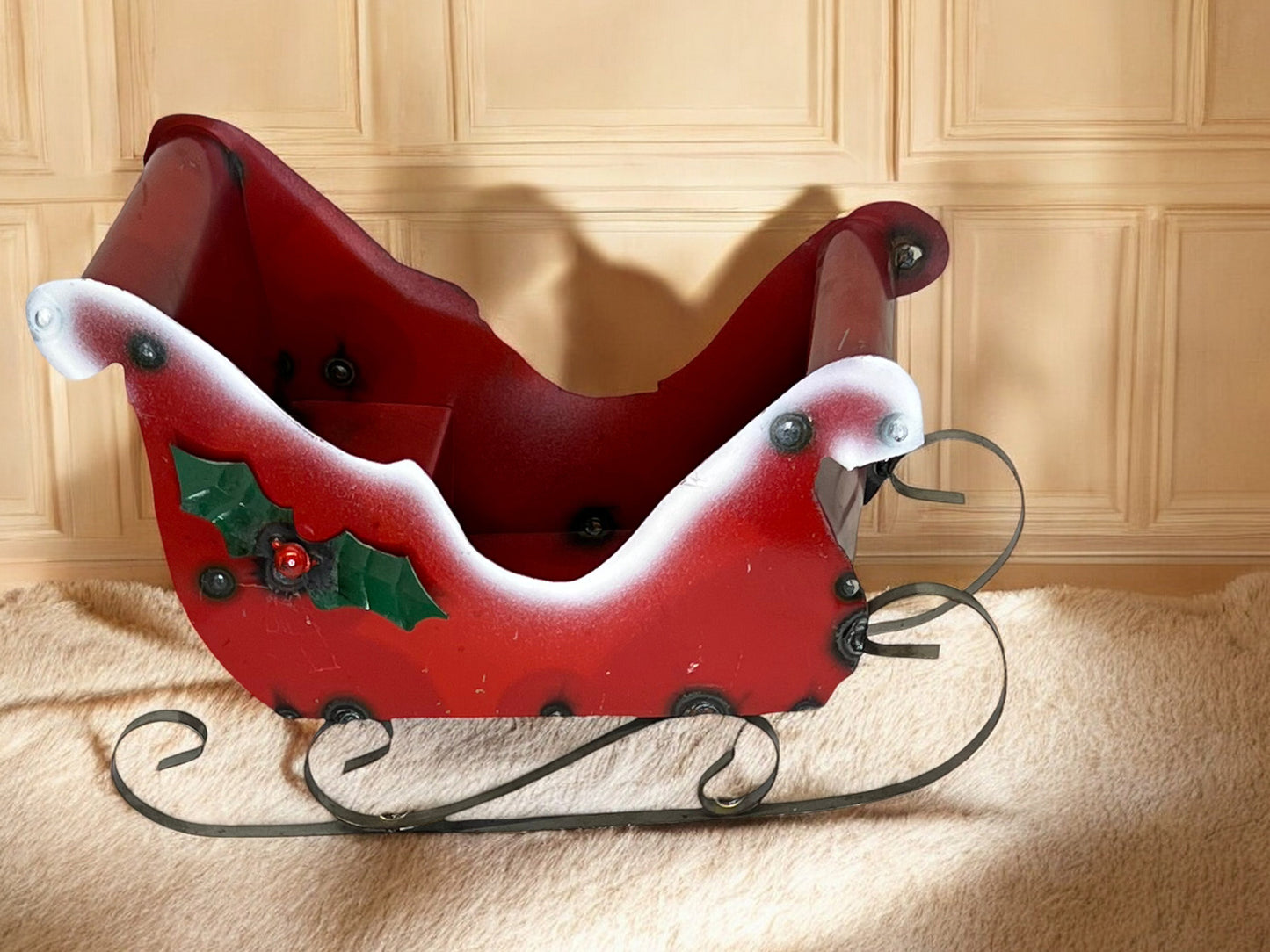 Santa Metal Sled Garden Sculpture