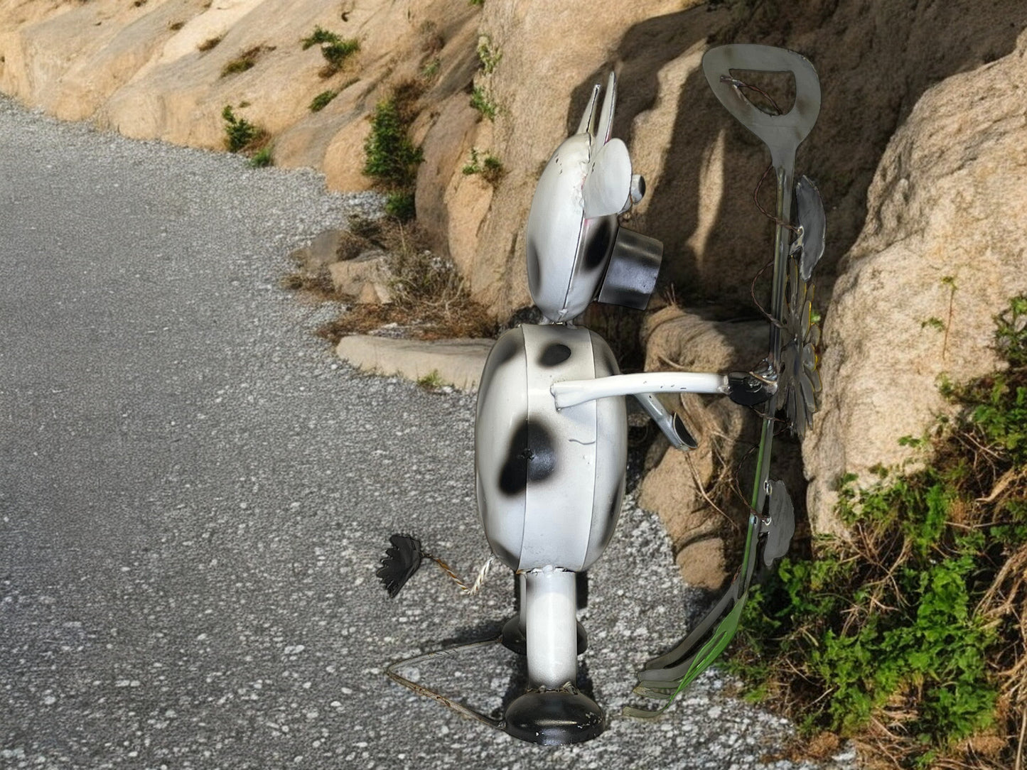 Cow with sunflower Garden Sculpture