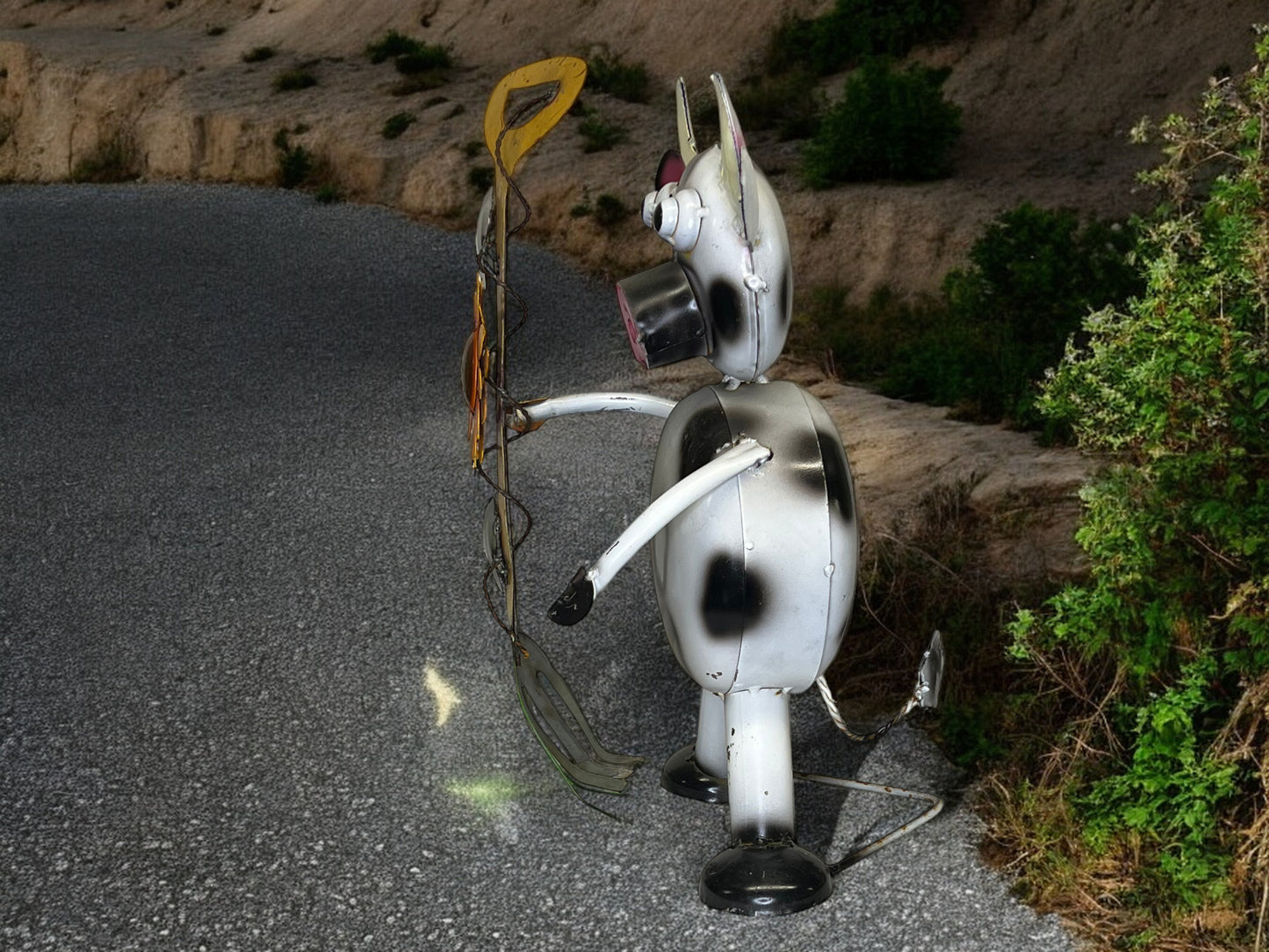 Cow with sunflower Garden Sculpture