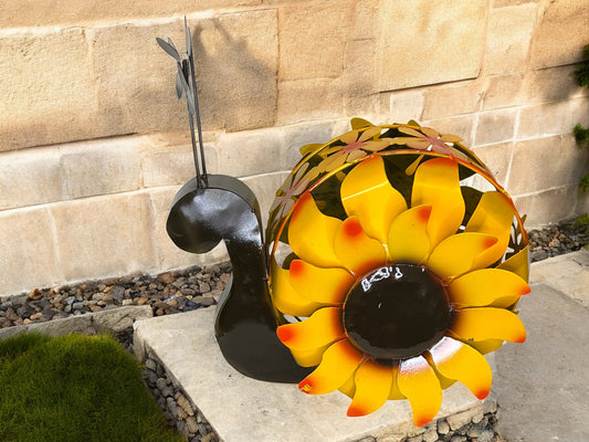 Snail with Sunflower Garden Sculpture