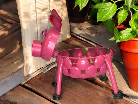 Metal Pink Pig Plant Stand