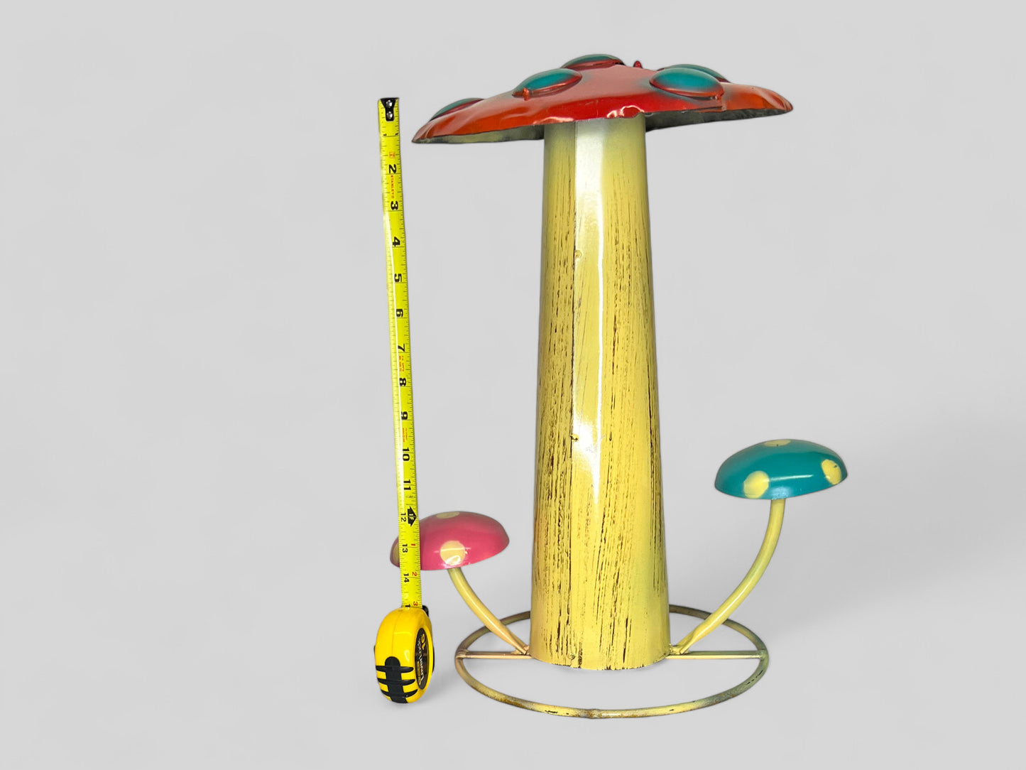 Orange and Yellow Metal Mushroom Garden Sculpture