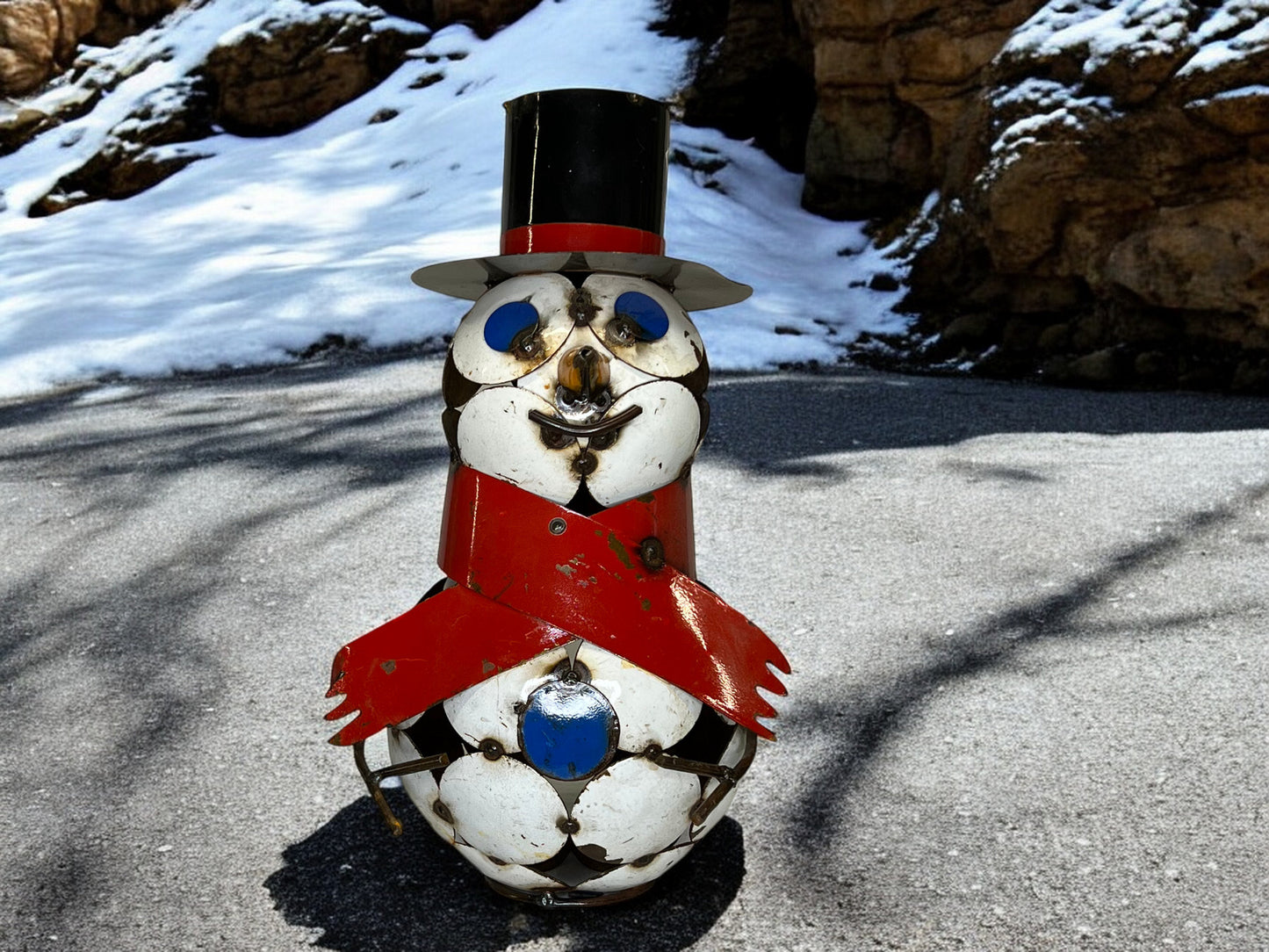 Snowman Metal Garden Sculpture