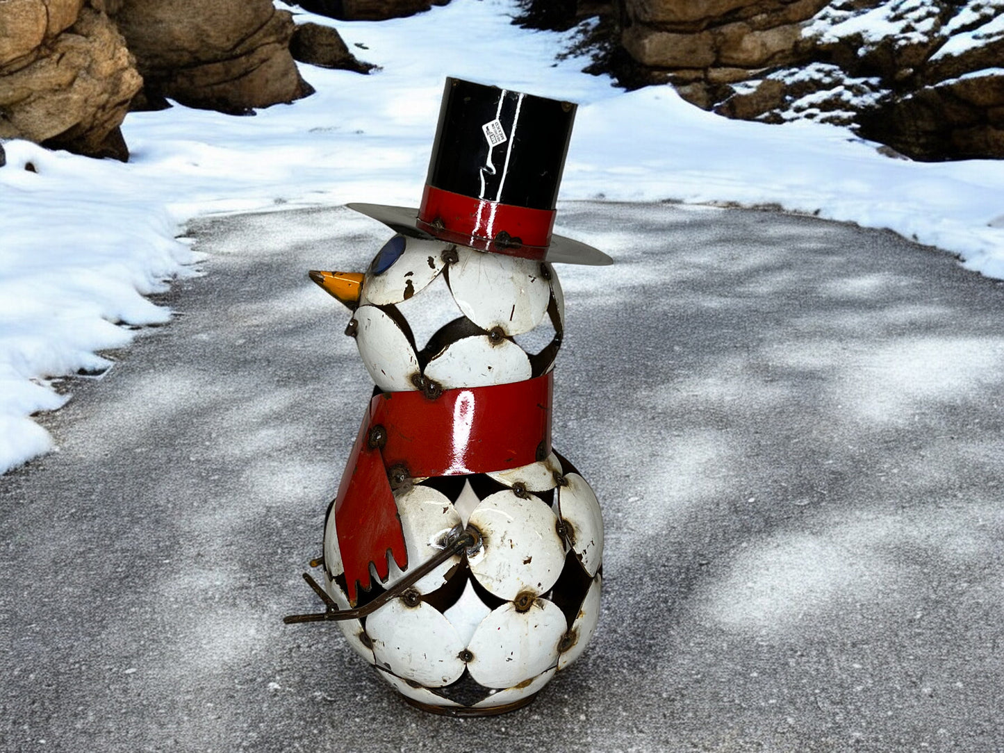 Snowman Metal Garden Sculpture