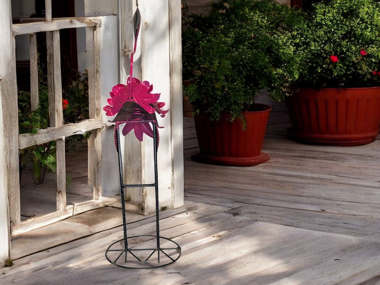 Pink Flamingo Garden Sculpture
