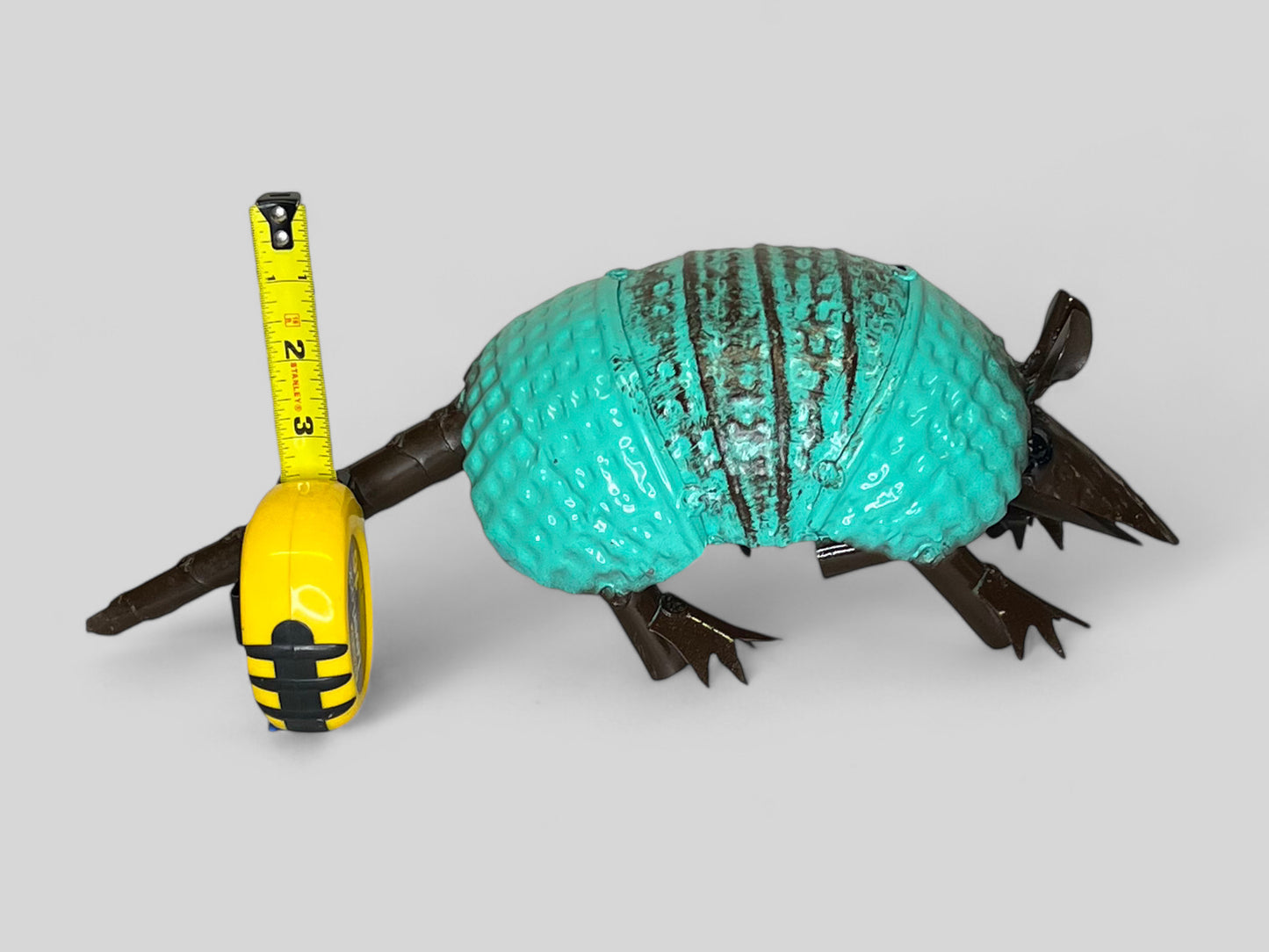 Turquoise Metal Armadillo Garden Sculpture