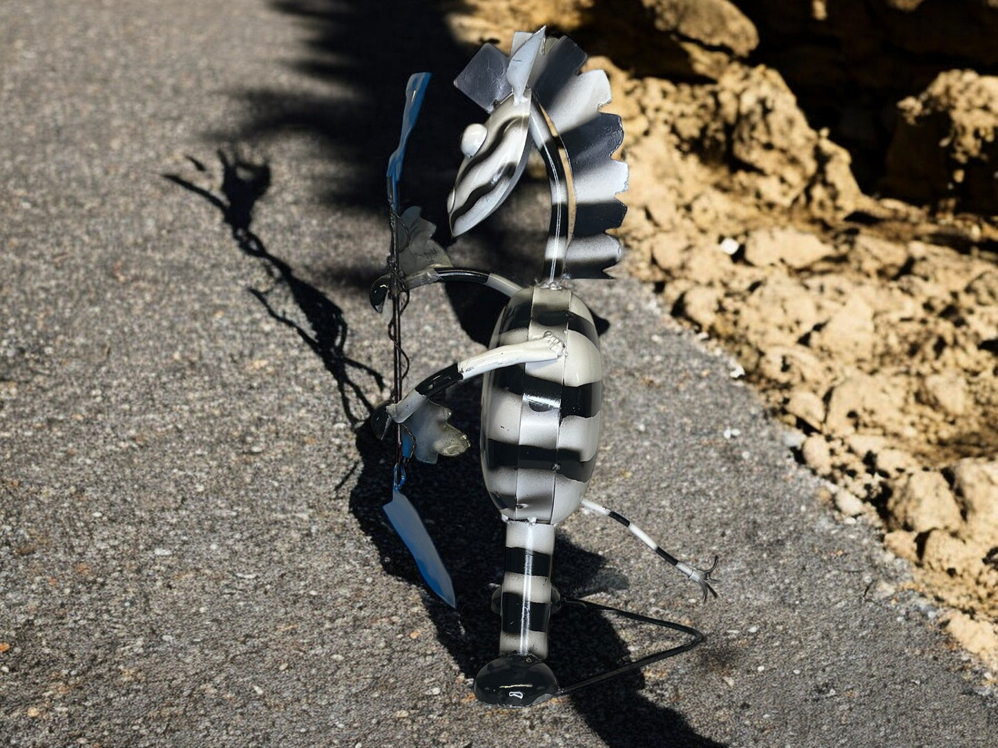 Zebra with Shovel Garden Sculpture