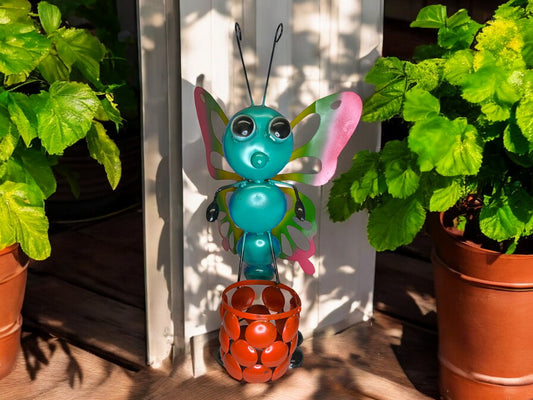 Colorful Metal Butterfly Plant Stand