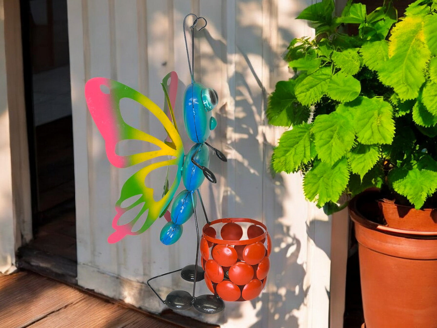 Colorful Metal Butterfly Plant Stand